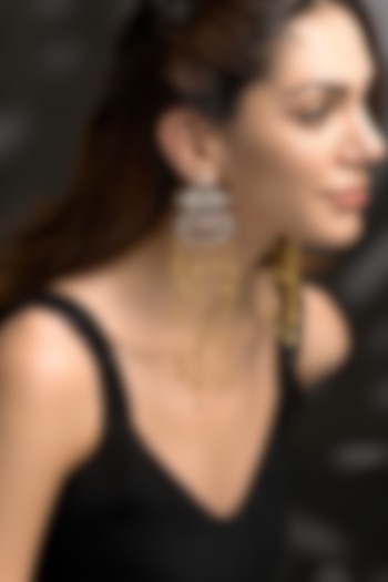 Gold Finish Kundan Polki & Ghungroo Dangler Earrings by Joules By Radhika at Pernia's Pop Up Shop