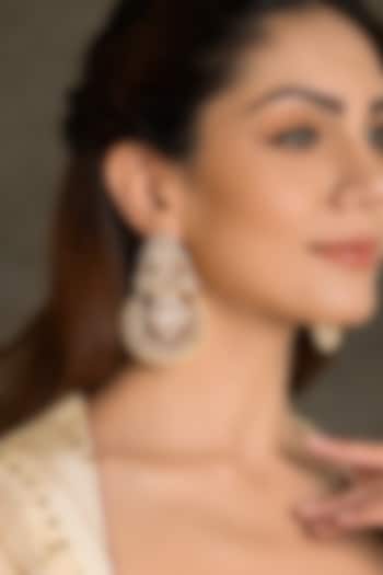 Gold Finish Kundan Polki Chandbali Earrings by Joules By Radhika at Pernia's Pop Up Shop