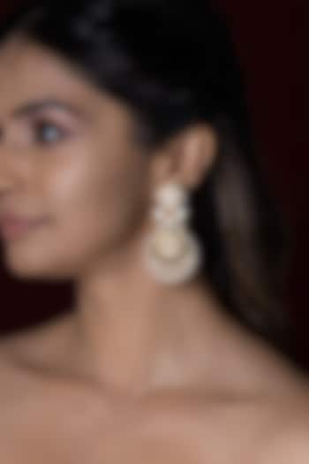Gold Finish Kundan Polki & Pink Stone Dangler Earrings by Joules By Radhika at Pernia's Pop Up Shop
