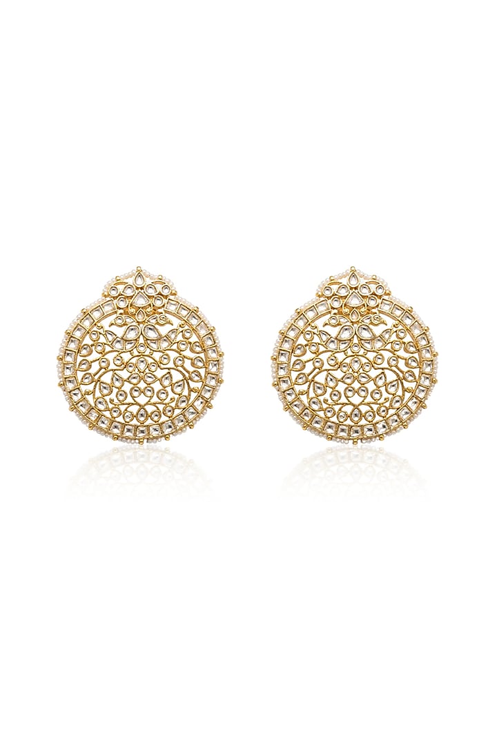 Gold Finish Brass Stud Earrings by Joules By Radhika at Pernia's Pop Up Shop