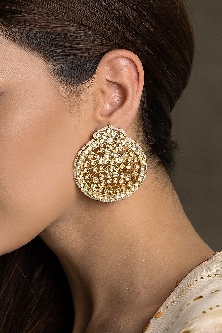 Gold Finish Brass Stud Earrings by Joules By Radhika at Pernia's Pop Up Shop
