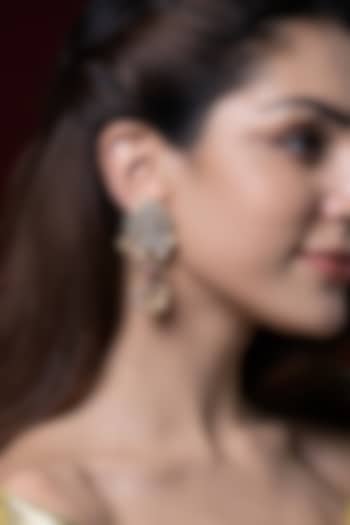 Gold Finish Kundan Polki & Pearl Dangler Earrings by Joules By Radhika at Pernia's Pop Up Shop