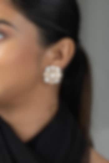 Gold Finish Kundan Polki Floral Stud Earrings by Joules By Radhika at Pernia's Pop Up Shop