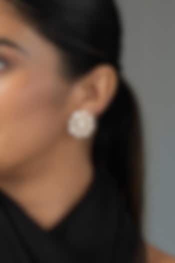 Gold Finish Kundan Polki Stud Earrings by Joules By Radhika at Pernia's Pop Up Shop