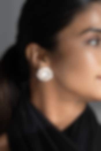 Gold Finish Kundan Polki Stud Earrings by Joules By Radhika at Pernia's Pop Up Shop