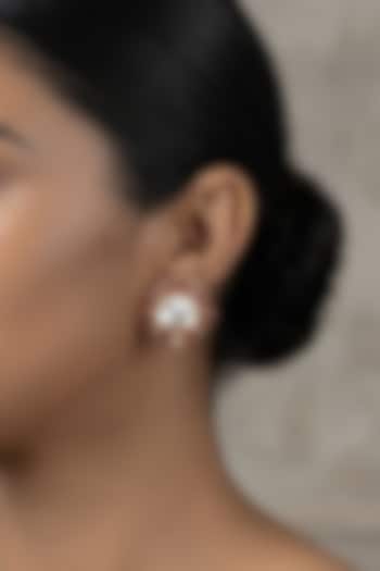 Gold Finish Red Kundan Polki Stud Earrings by Joules By Radhika at Pernia's Pop Up Shop
