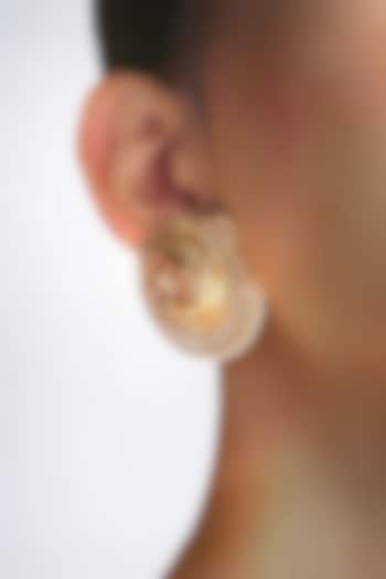 Gold Plated Kundan Polki & Hydro Ruby Stone Stud Earrings by Joules By Radhika at Pernia's Pop Up Shop