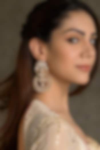 Gold Finish Kundan Polki Chandbali Earrings by Joules By Radhika at Pernia's Pop Up Shop