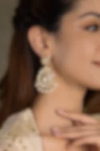 Gold Finish Kundan Polki Dangler Earrings by Joules By Radhika at Pernia's Pop Up Shop