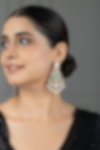 Gold Finish Kundan Polki & Green Stone Chandbali Earrings by Joules By Radhika at Pernia's Pop Up Shop