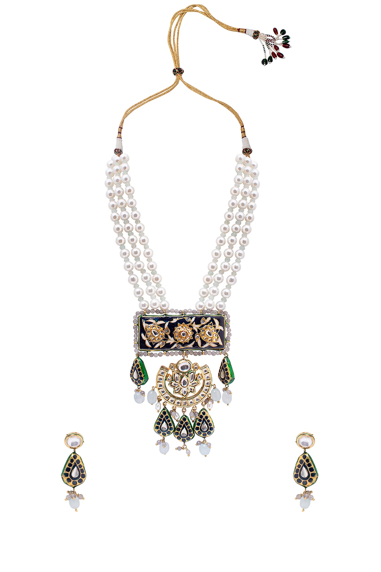 Gold Finish Meenakari Pendant Necklace 