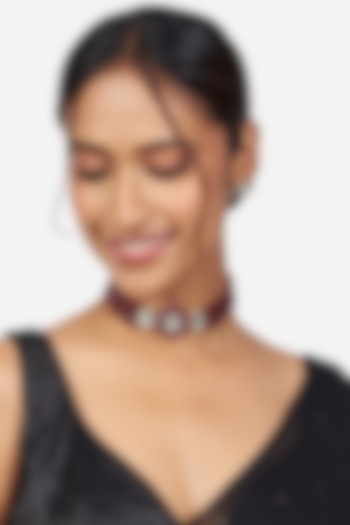 Gold Finish Beaded Choker Necklace Set by Joules By Radhika at Pernia's Pop Up Shop