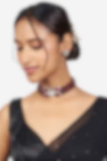 Gold Finish Beaded Choker Necklace Set by Joules By Radhika at Pernia's Pop Up Shop