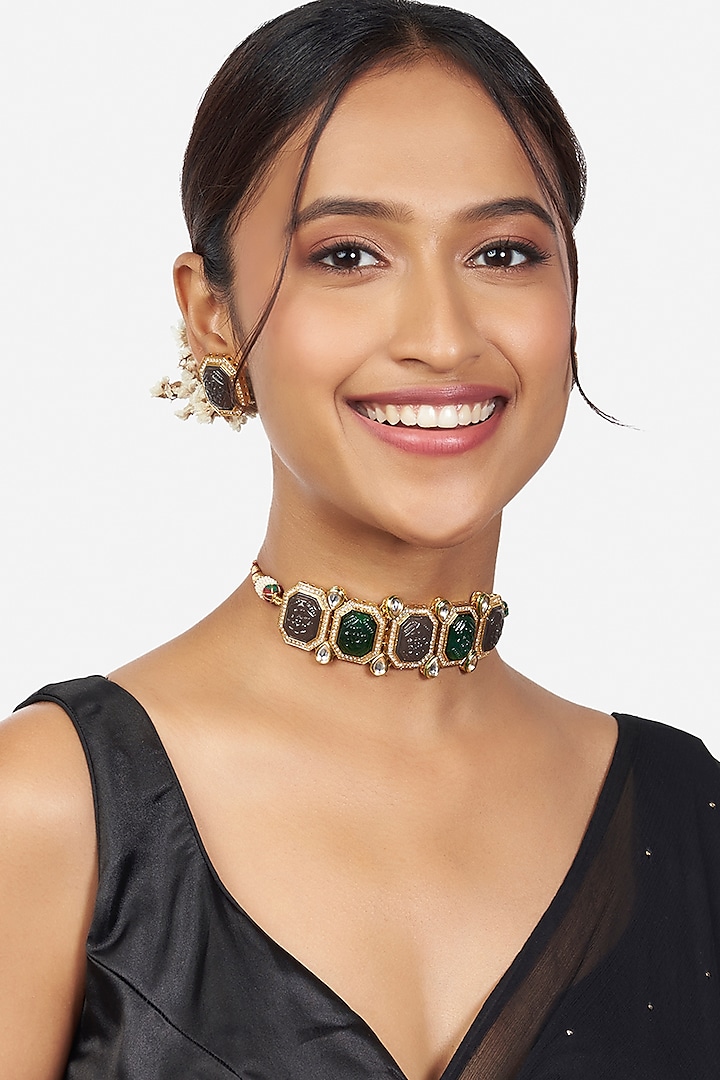 Gold Finish Handcrafted Necklace Set by Joules By Radhika