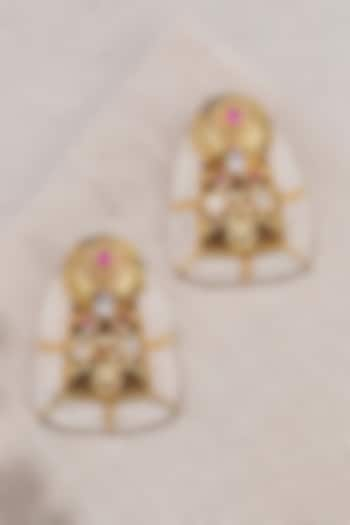 Gold Finish Pearl Stud Earrings by Joules By Radhika at Pernia's Pop Up Shop