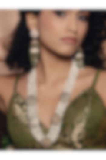 Gold Finish Kundan Polki & Pearl Necklace by Joules By Radhika at Pernia's Pop Up Shop