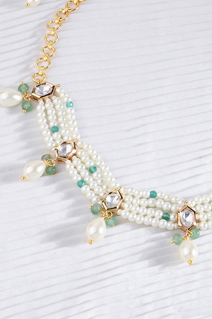 Gold Finish Pearl Necklace by Joules By Radhika at Pernia's Pop Up Shop