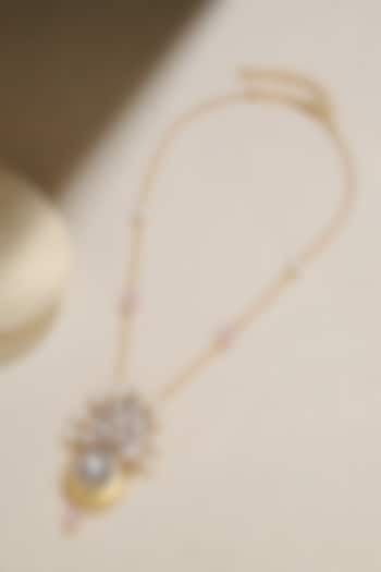 Gold Finish Pearl Pendant Necklace by Joules By Radhika at Pernia's Pop Up Shop