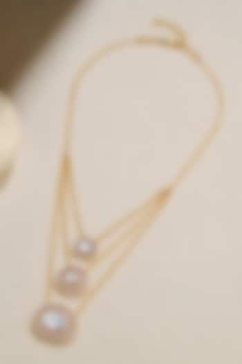 Gold Finish Diamond Polki Stone Layered Necklace by Joules By Radhika at Pernia's Pop Up Shop