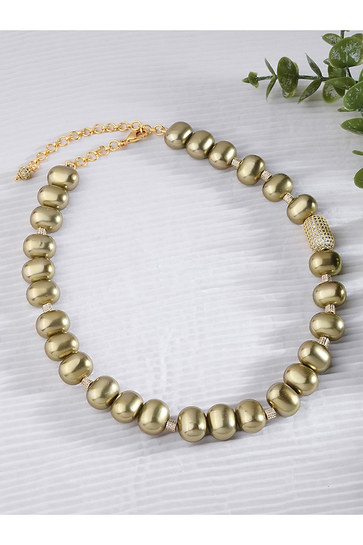 Gold Finish Pearl Collar Necklace by Joules By Radhika at Pernia's Pop Up Shop