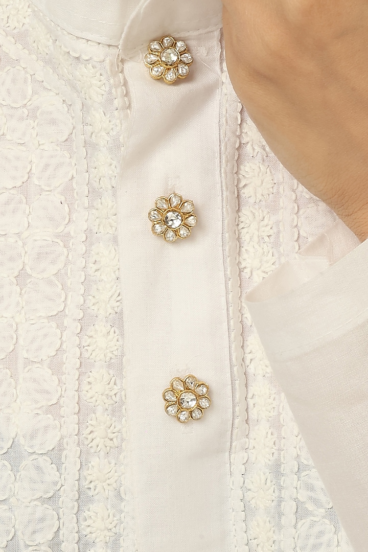 Gold Finish Brass Sayoni Buttons (Set Of 4) by Joules By Radhika at Pernia's Pop Up Shop