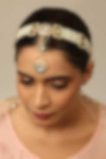 Gold Finish Brass Ruvani Sheesh Patti by Joules By Radhika at Pernia's Pop Up Shop