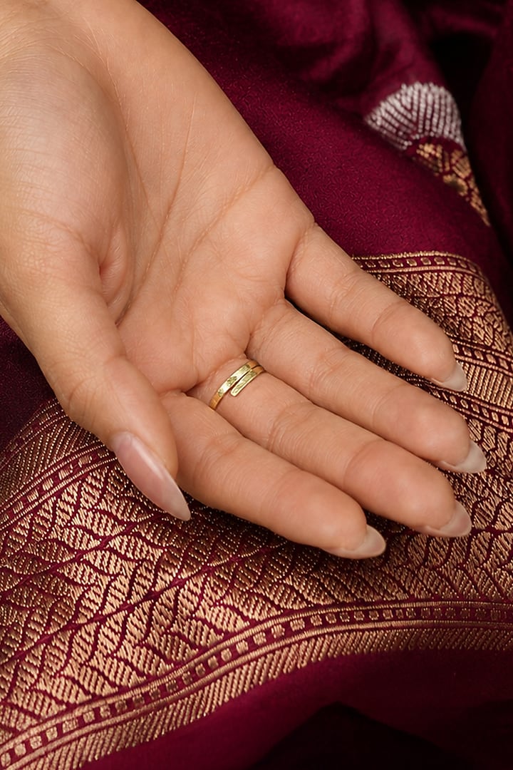 Gold Finish Brass Aavya Ring by Joules By Radhika at Pernia's Pop Up Shop