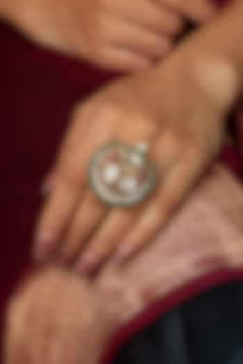 Gold Finish Brass Saanvi Ring by Joules By Radhika at Pernia's Pop Up Shop