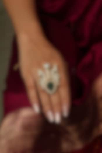 Gold Finish Brass Tavya Ring by Joules By Radhika at Pernia's Pop Up Shop