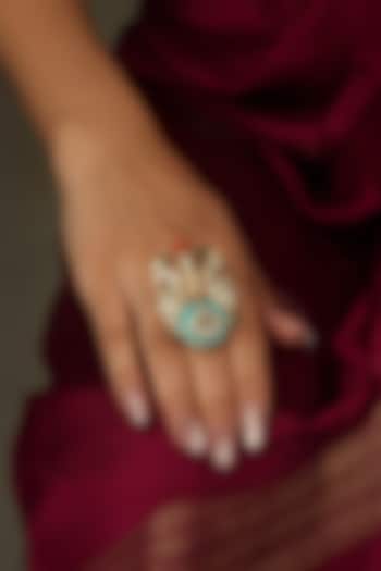 Gold Finish Brass Reyana Ring by Joules By Radhika at Pernia's Pop Up Shop