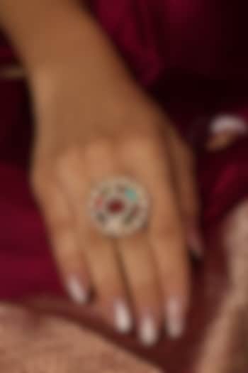 Gold Finish Brass Vayra Ring by Joules By Radhika at Pernia's Pop Up Shop
