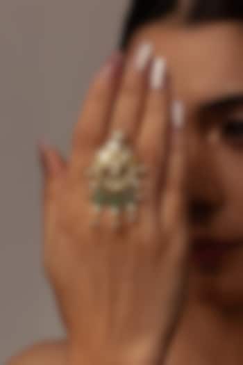 Gold Finish Brass Myra Ring by Joules By Radhika at Pernia's Pop Up Shop