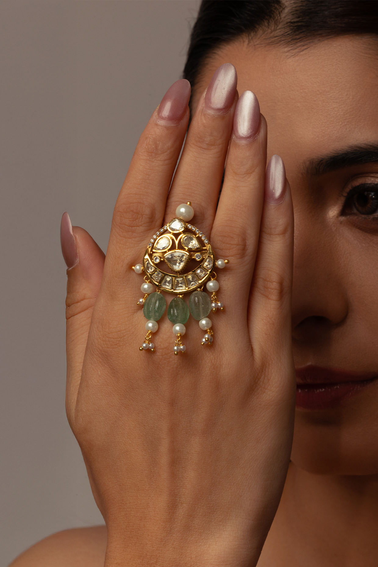 Gold Finish Brass Myra Ring by Joules By Radhika
