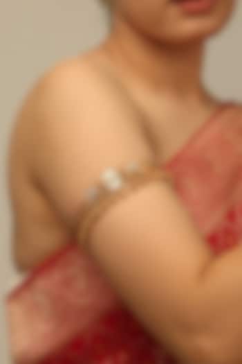 Gold Finish Brass Nayra Armlet by Joules By Radhika at Pernia's Pop Up Shop