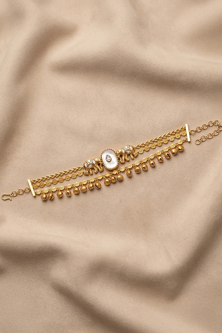 Gold Finish Brass Nayra Armlet by Joules By Radhika at Pernia's Pop Up Shop