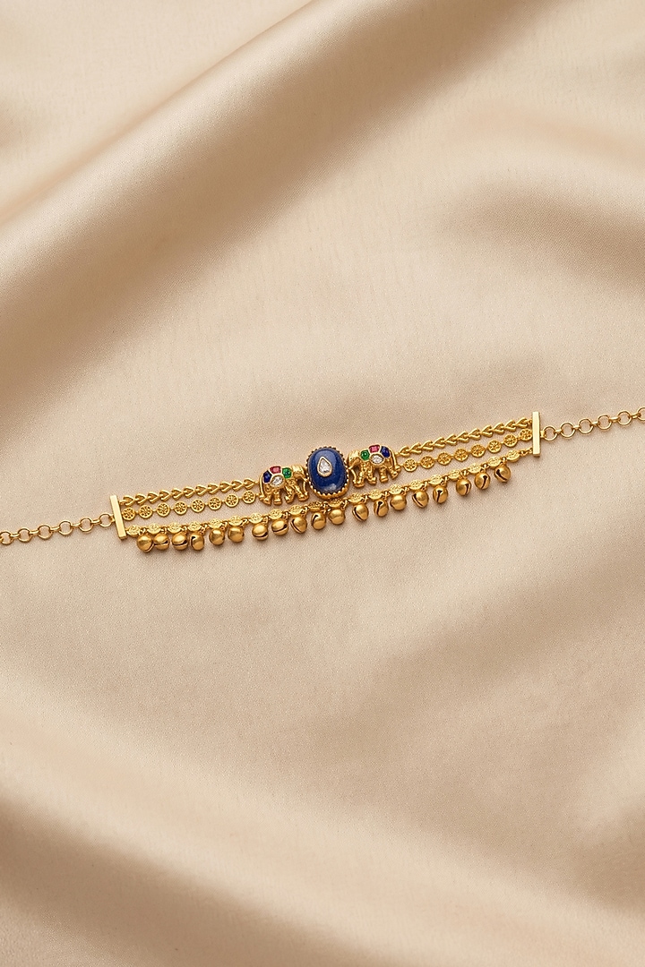 Gold Finish Brass Mehira Armlet by Joules By Radhika at Pernia's Pop Up Shop