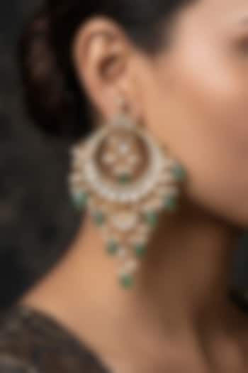 Gold Finish Brass Varnika Chandbali Earrings by Joules By Radhika at Pernia's Pop Up Shop