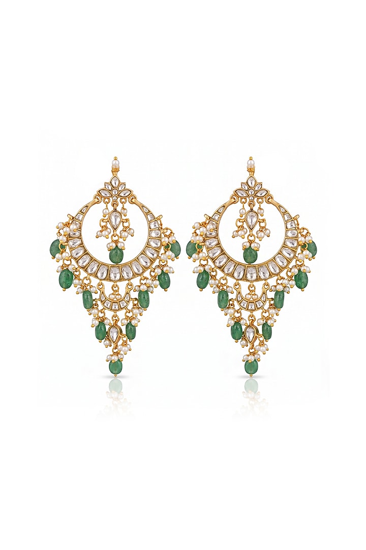 Gold Finish Brass Varnika Chandbali Earrings by Joules By Radhika at Pernia's Pop Up Shop