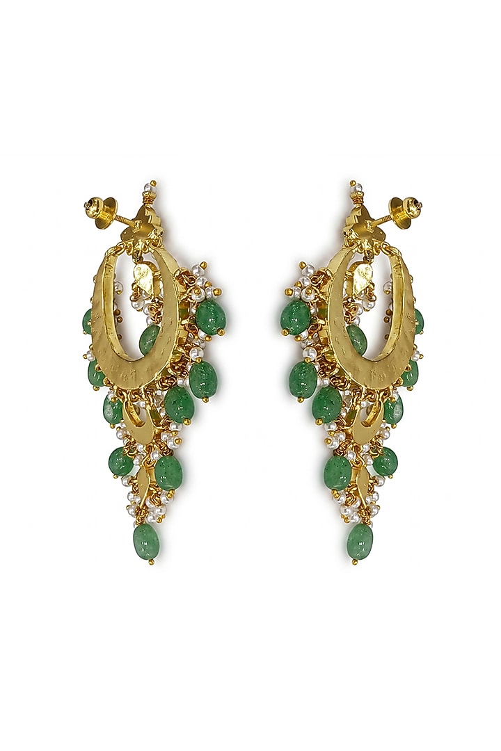 Gold Finish Brass Varnika Chandbali Earrings by Joules By Radhika at Pernia's Pop Up Shop