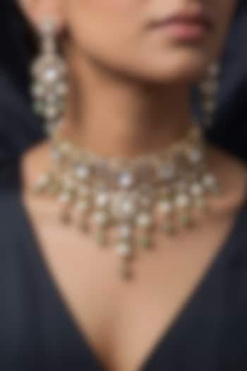 Gold Finish Brass Samvaya Choker Necklace Set by Joules By Radhika at Pernia's Pop Up Shop