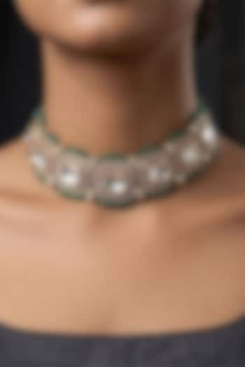 Gold Finish Brass Sayoni Choker Necklace Set by Joules By Radhika at Pernia's Pop Up Shop