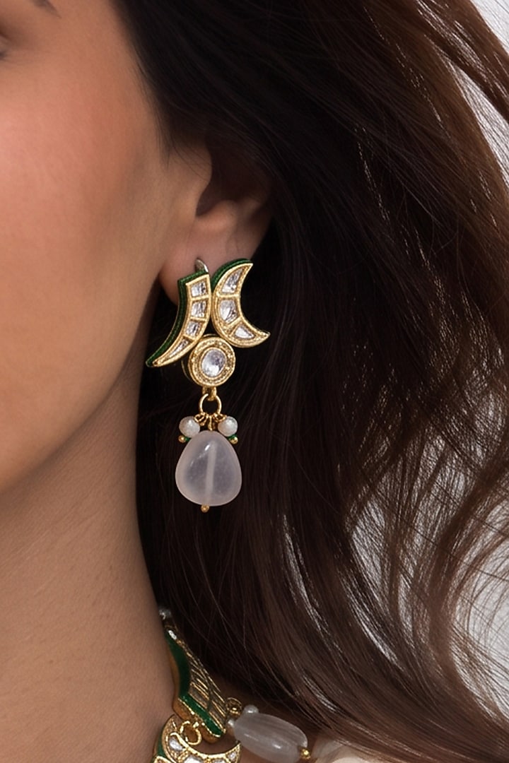Gold Finish Brass Yashvika Necklace Set by Joules By Radhika at Pernia's Pop Up Shop