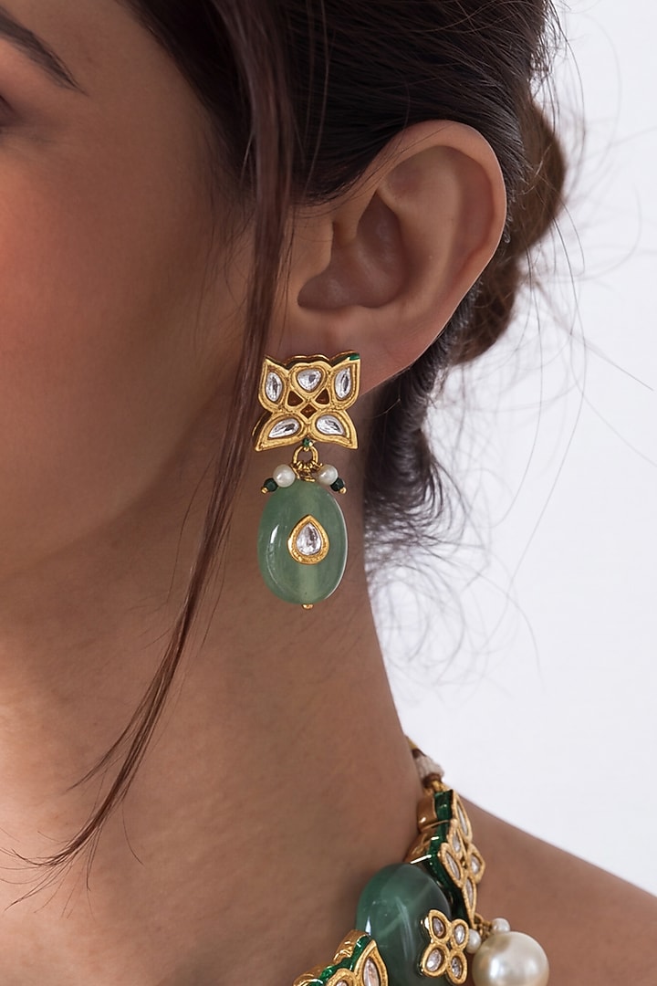 Gold Finish Brass Mireya Choker Necklace Set by Joules By Radhika at Pernia's Pop Up Shop