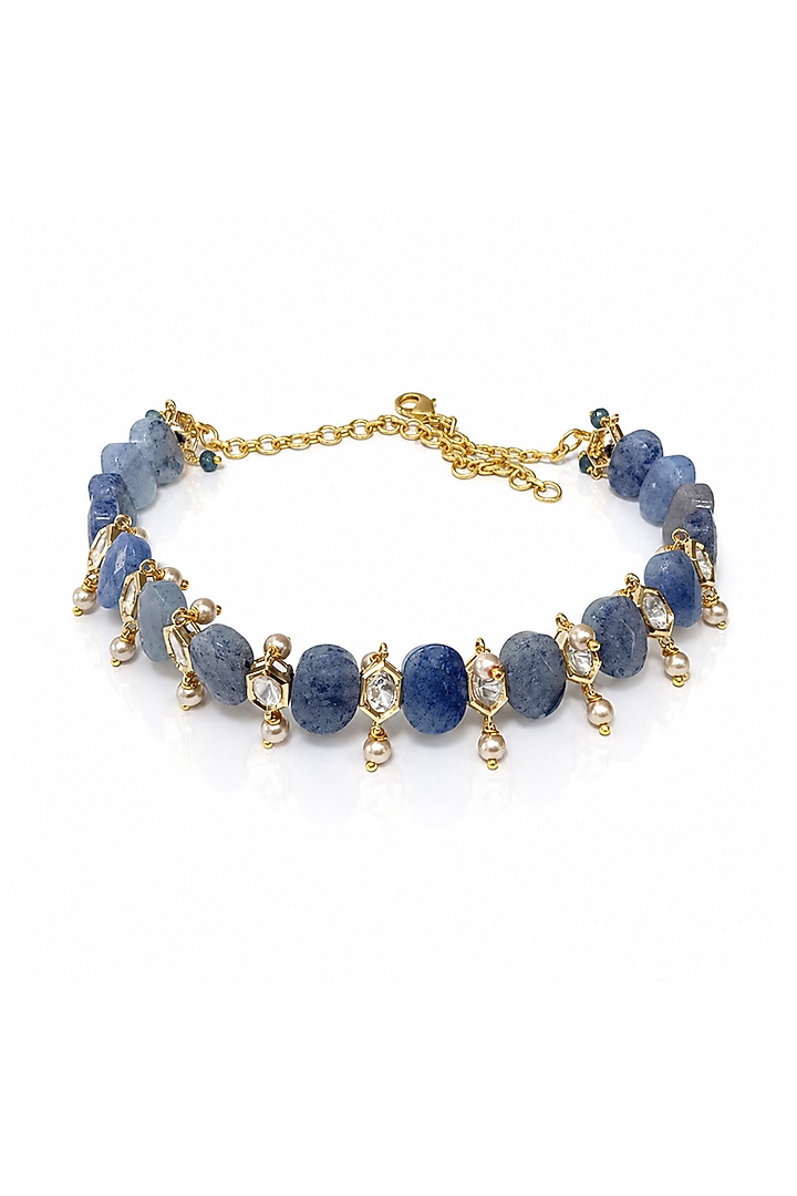 Gold Finish Brass Kavisha Choker Necklace  by Joules By Radhika at Pernia's Pop Up Shop