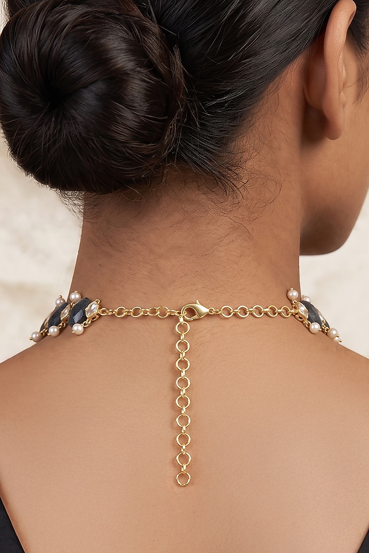 Gold Finish Brass Ravisha Choker Necklace by Joules By Radhika at Pernia's Pop Up Shop