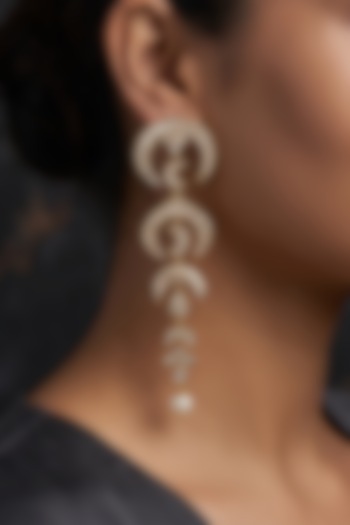 Gold Finish Brass Raveli Drop Earrings by Joules By Radhika at Pernia's Pop Up Shop