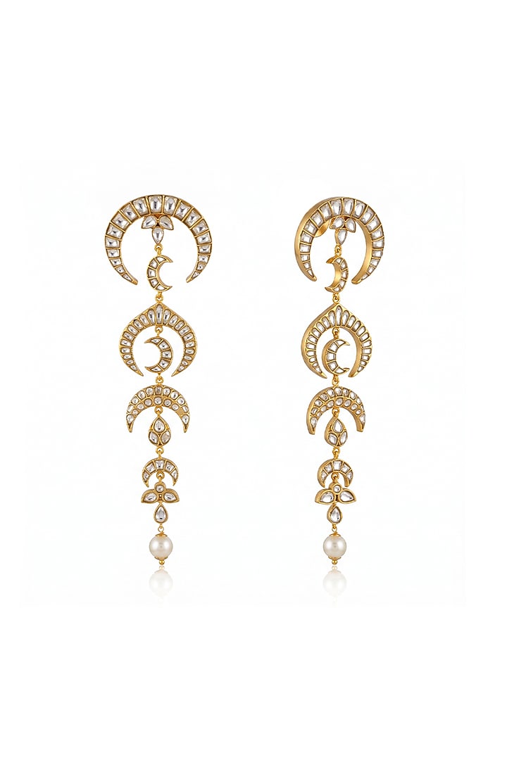 Gold Finish Brass Raveli Drop Earrings by Joules By Radhika at Pernia's Pop Up Shop