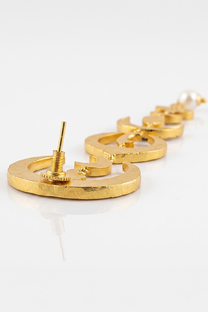 Gold Finish Brass Raveli Drop Earrings by Joules By Radhika at Pernia's Pop Up Shop