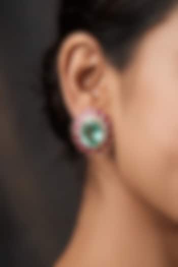 Gold Finish Brass Tavena Stud Earrings by Joules By Radhika at Pernia's Pop Up Shop