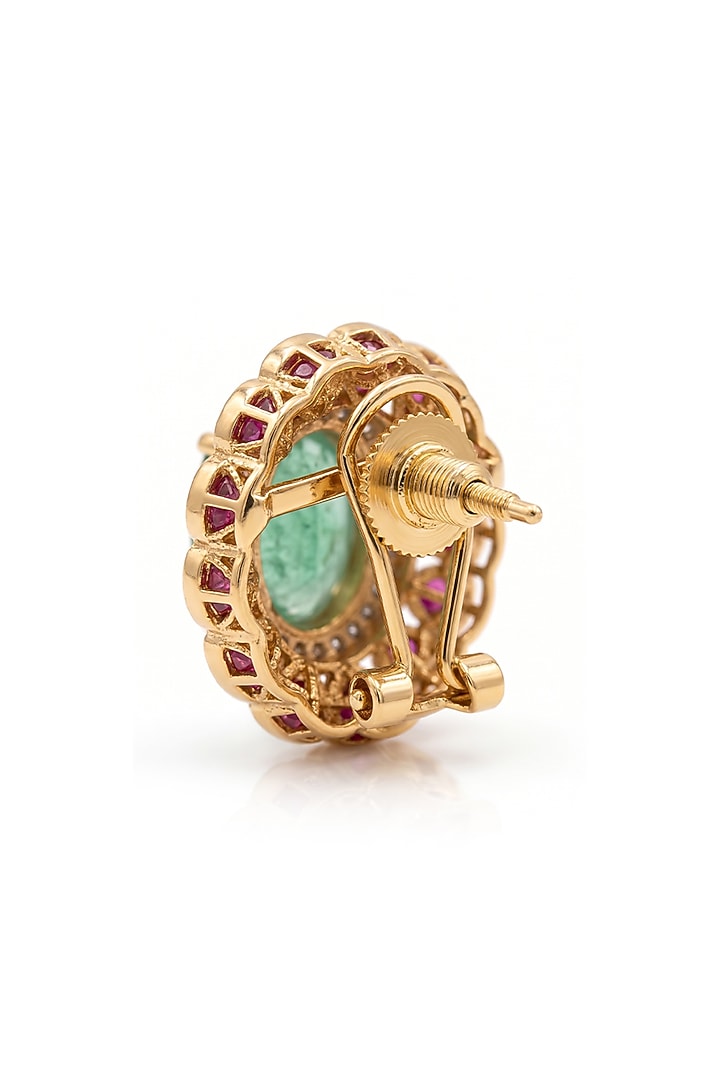 Gold Finish Brass Tavena Stud Earrings by Joules By Radhika at Pernia's Pop Up Shop